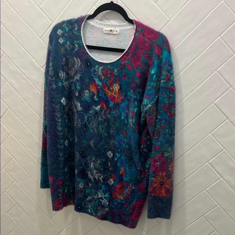 NATURAL LIFE Multicolor Floral Sweater cashmere-like